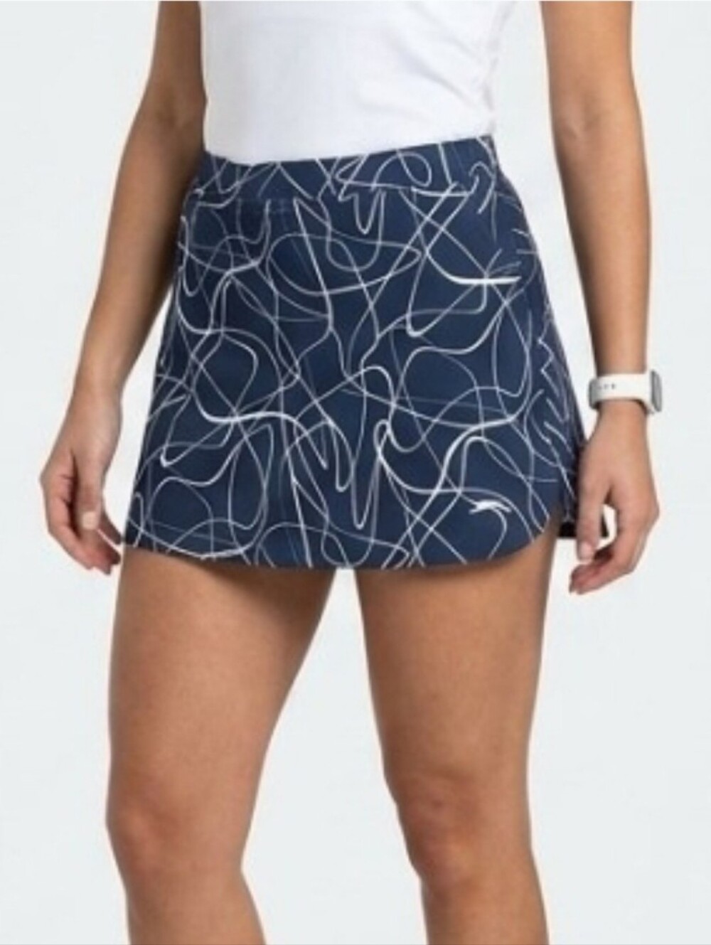 Slazenger Golf Navy Blue White Scribble Print Skort Built In Shorts Skirt Sz XL